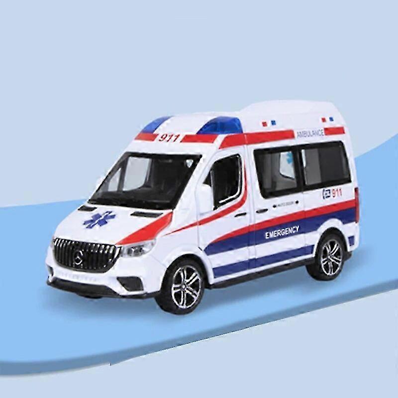 1:24 Scale Ambulance Car Model Diecast Metal Toy for Kids with Sound and Light Features