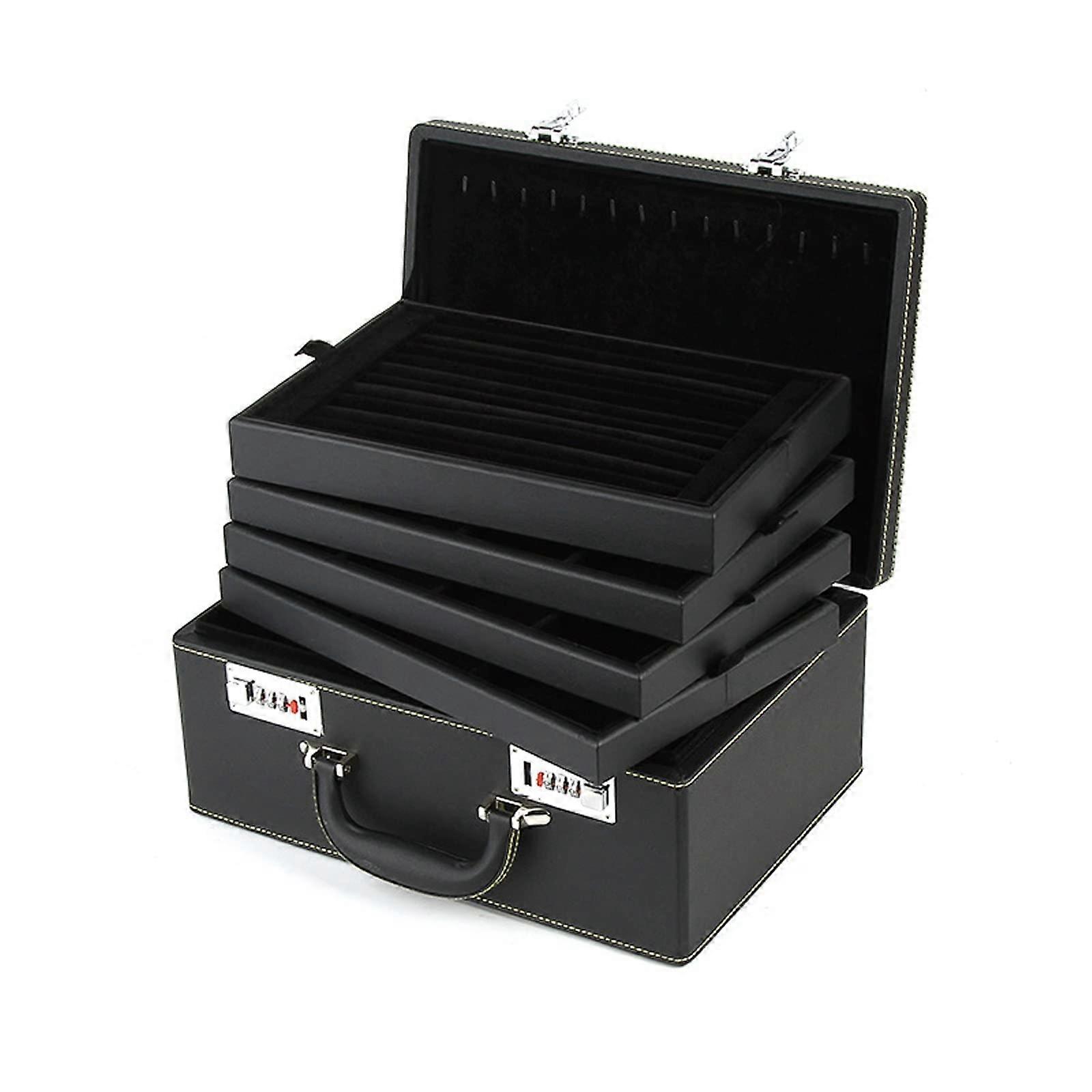 RWRAPS 4-Layer Jewelry Box with Password Lock, Multi-Functional Organizer for Necklaces, Rings, Earrings, and Bracelets