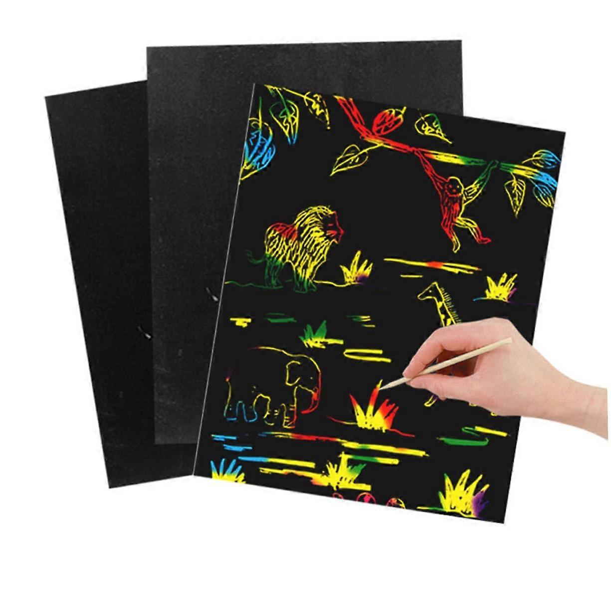 Graffiti Book Mini Toy for Children - 4 Packs of 40 Sheets Rainbow Scratch Paper for DIY Art Projects