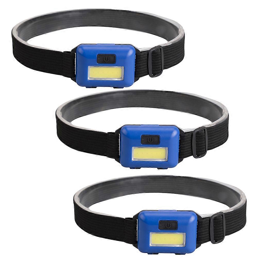 3pcs LED Headlamp Lightweight Blue for Running, Camping, Jogging, Outdoor Activities Durable Convenient