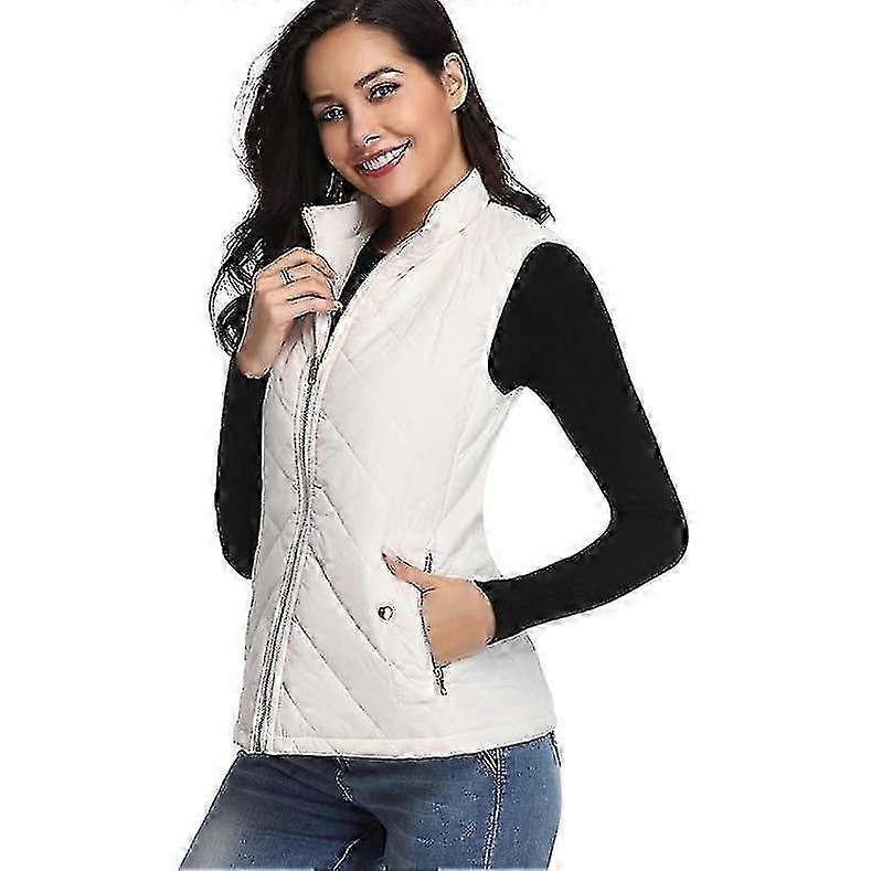 Quiltad väst för kvinnor, stativkrage Lätt vadderad väst med dragkedja