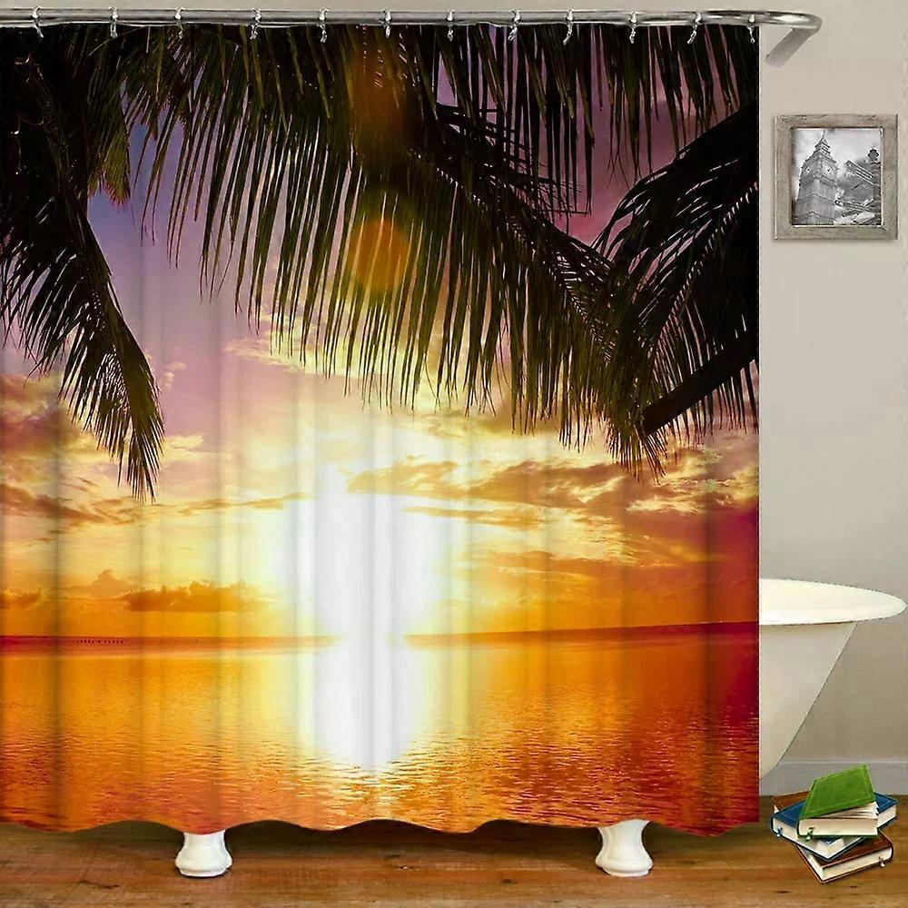 Forest Natural Landscape Shower Curtains 3D Print Polyester Washable Fabric with Hooks Home Decorative Screen，W200xH180cm~03512
