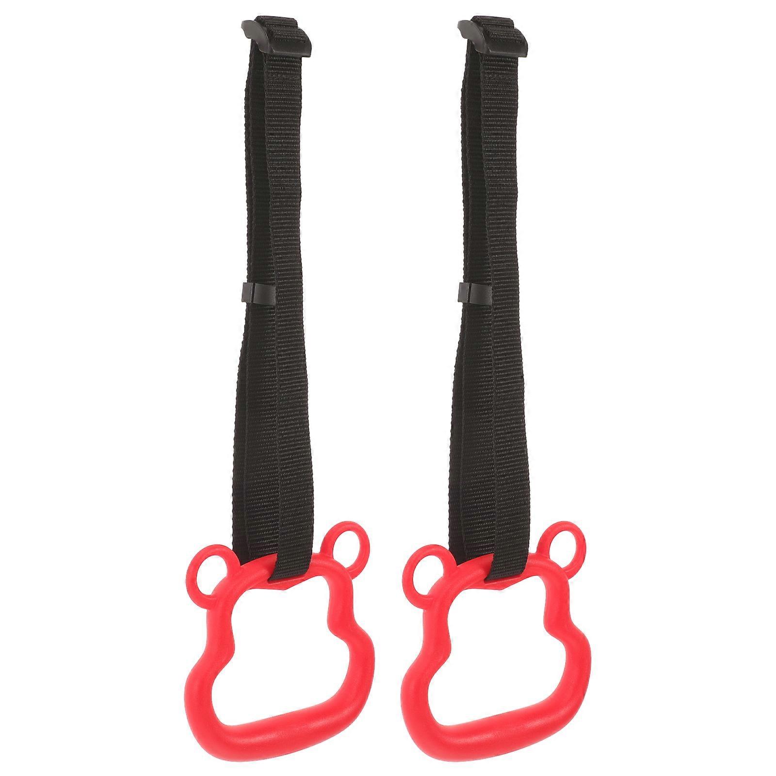 Kid Workout Equipment Gym Pull-Up Rings Red Color Stretching and Pull-Up 1 Set