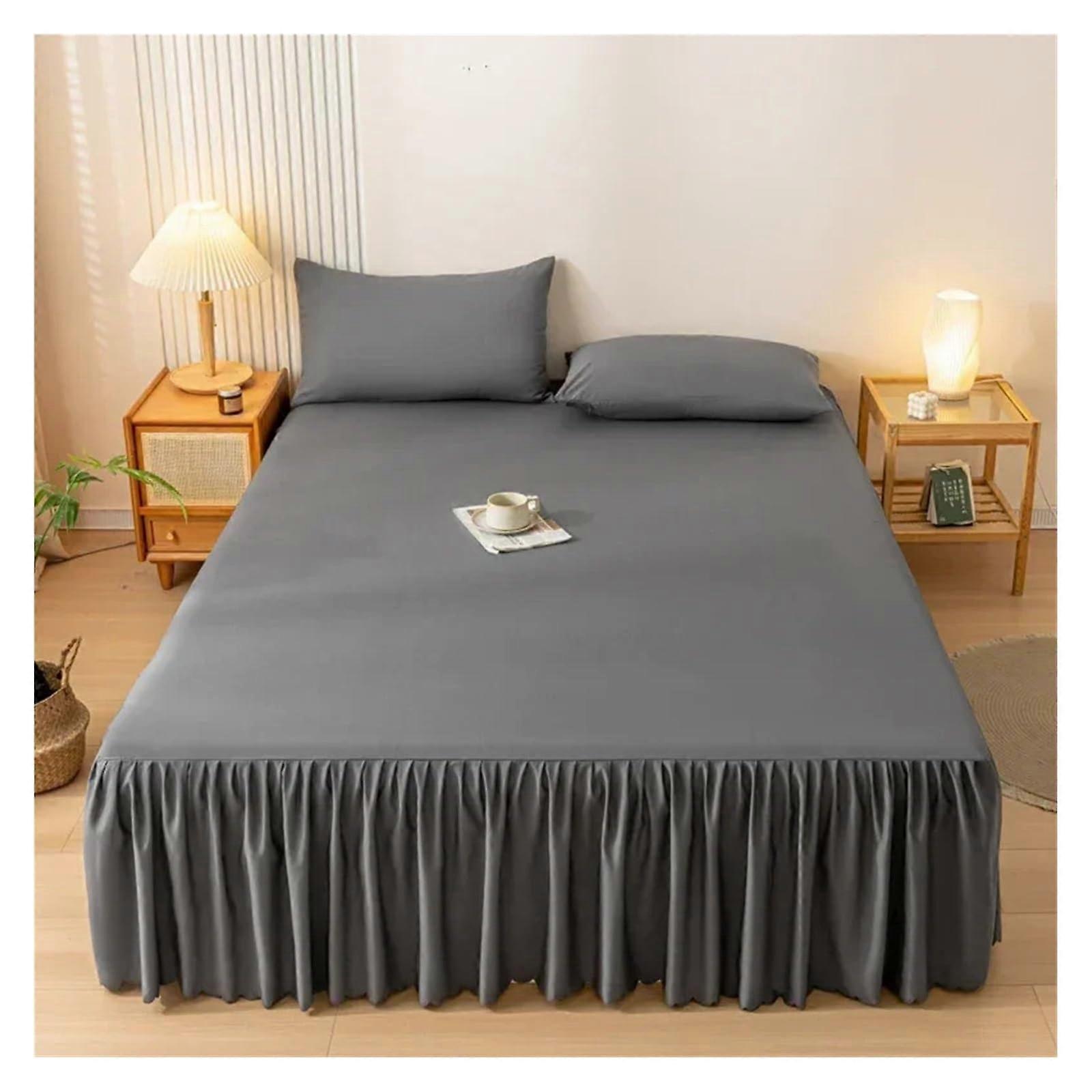 Singlecolor bed skirt with four corners and brushed elastic band for a crisp look (Color 6, 150x200x45cm 1pc) 150x200x45cm 1pc Color 6