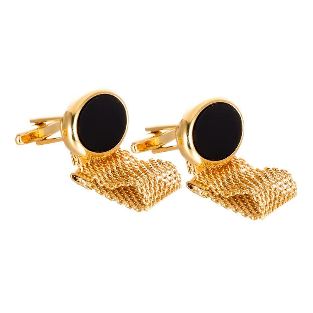 Gold Cufflinks Set of 2 with Decorative Cushion Buttons for Suits Weddings and Formal Occasions Men's Fashion Accessory