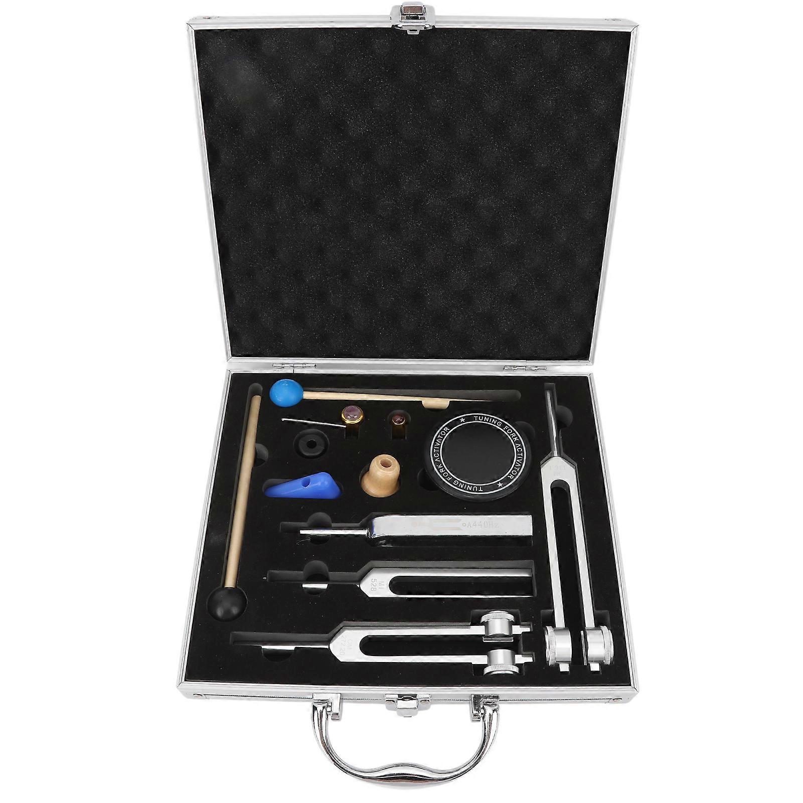 Chakra Tuning Fork Set Aluminum Alloy Relaxing Weighted Sound Healing Instruments Kit for Meditation Reiki