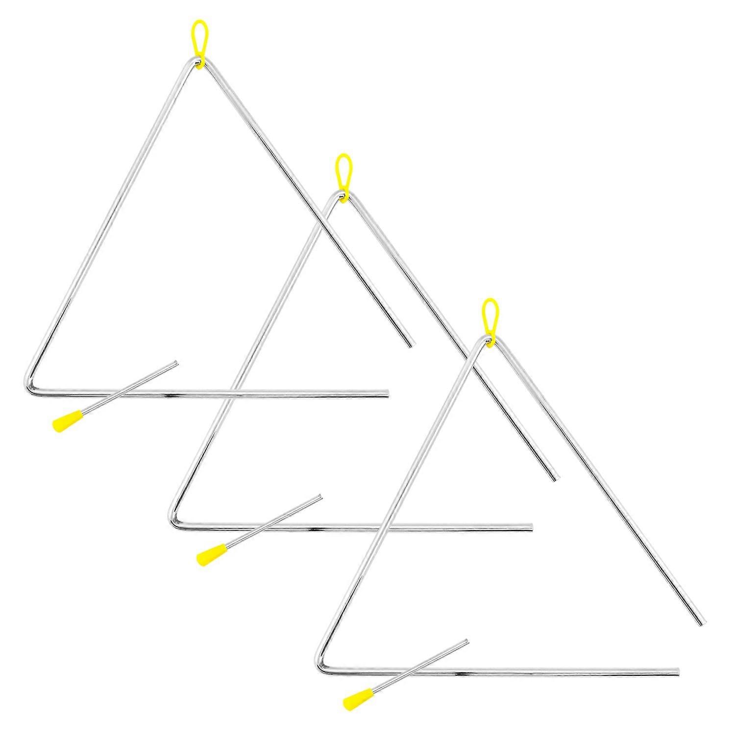 TRI283MT Samba Triangles 12' Heavy Duty Steel Triangles with Metal Bats Ideal for School, Band or Home Pack of 3