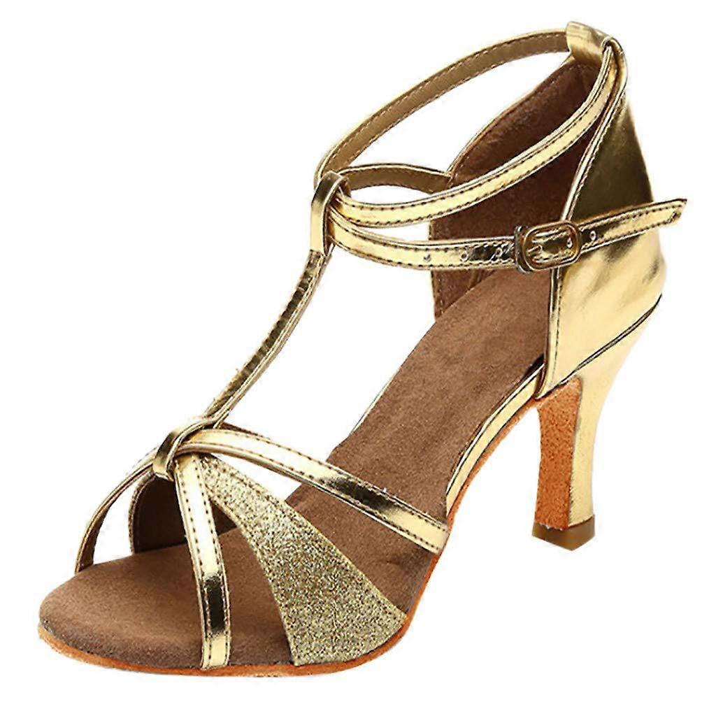 Pumps Women's Glitter Pointed Sandals Kitten Heel Evening Dance Shoes Stiletto Gold Size 35