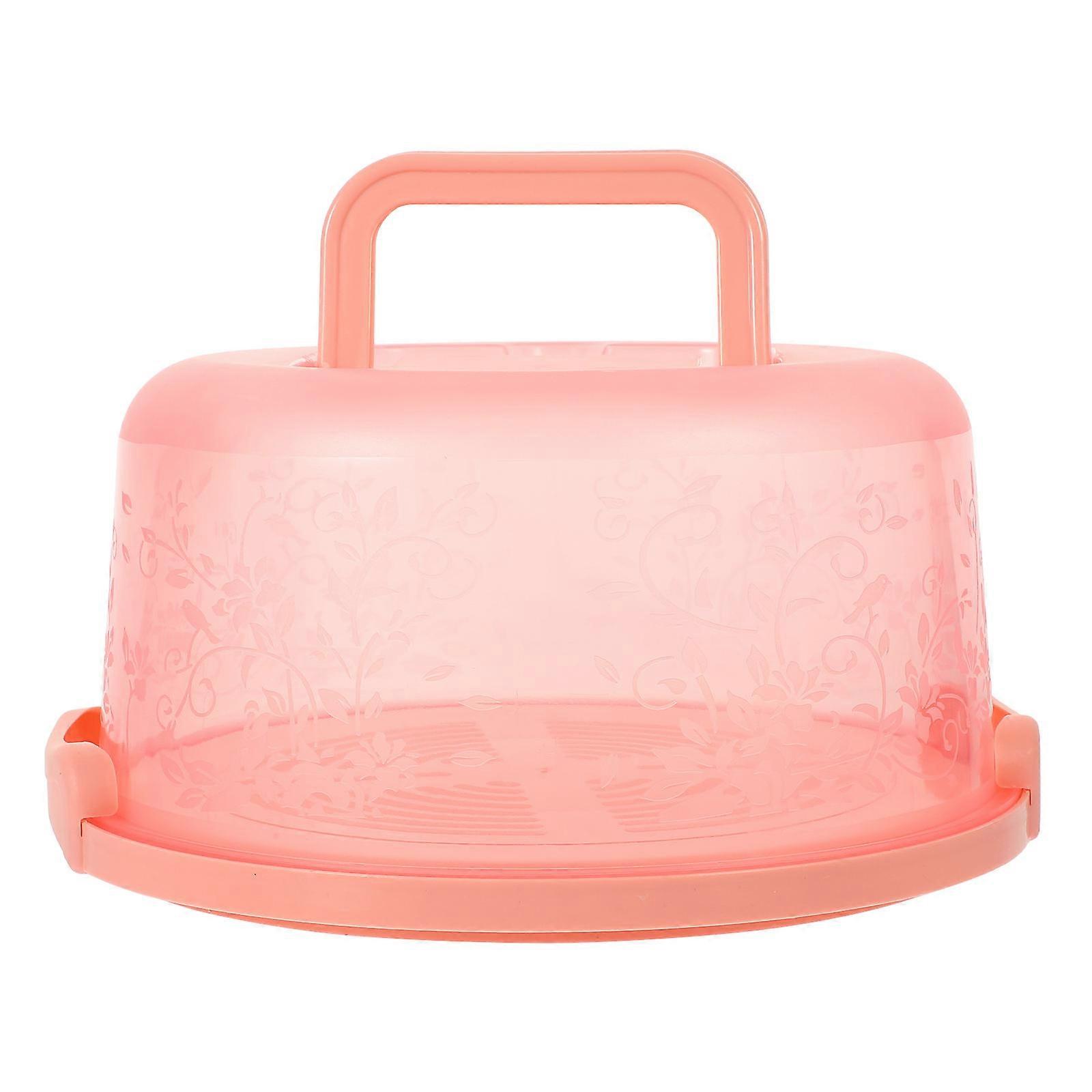 Pink Portable Cake Box with Lid and Handle for Home Use Waterproof Oilproof Easy to .5x4 Inches
