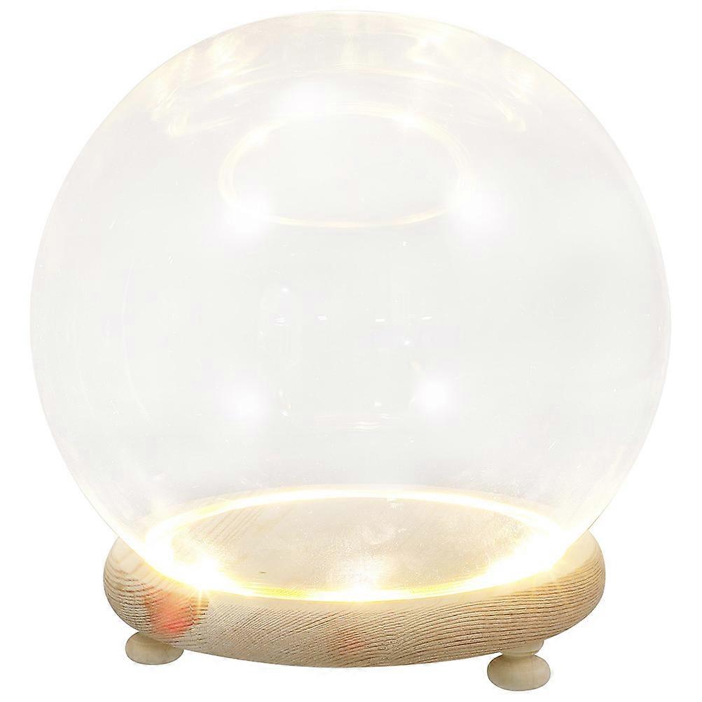 Glass Dome Cover for Artificial Plants and Flowers Decorative Display Center with Wood Base