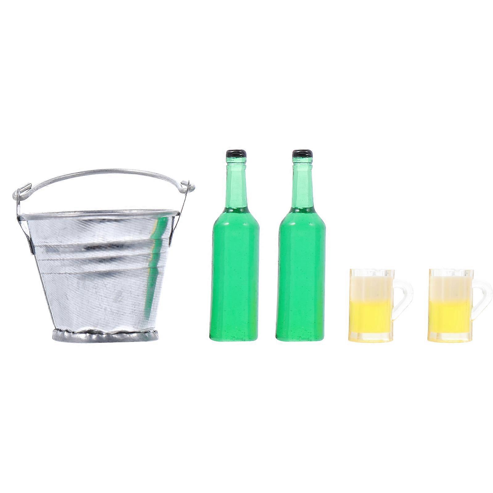 Miniature Ice Beer Bottles Set with Resin Iron and Plastic Materials for Decoration Assorted Color