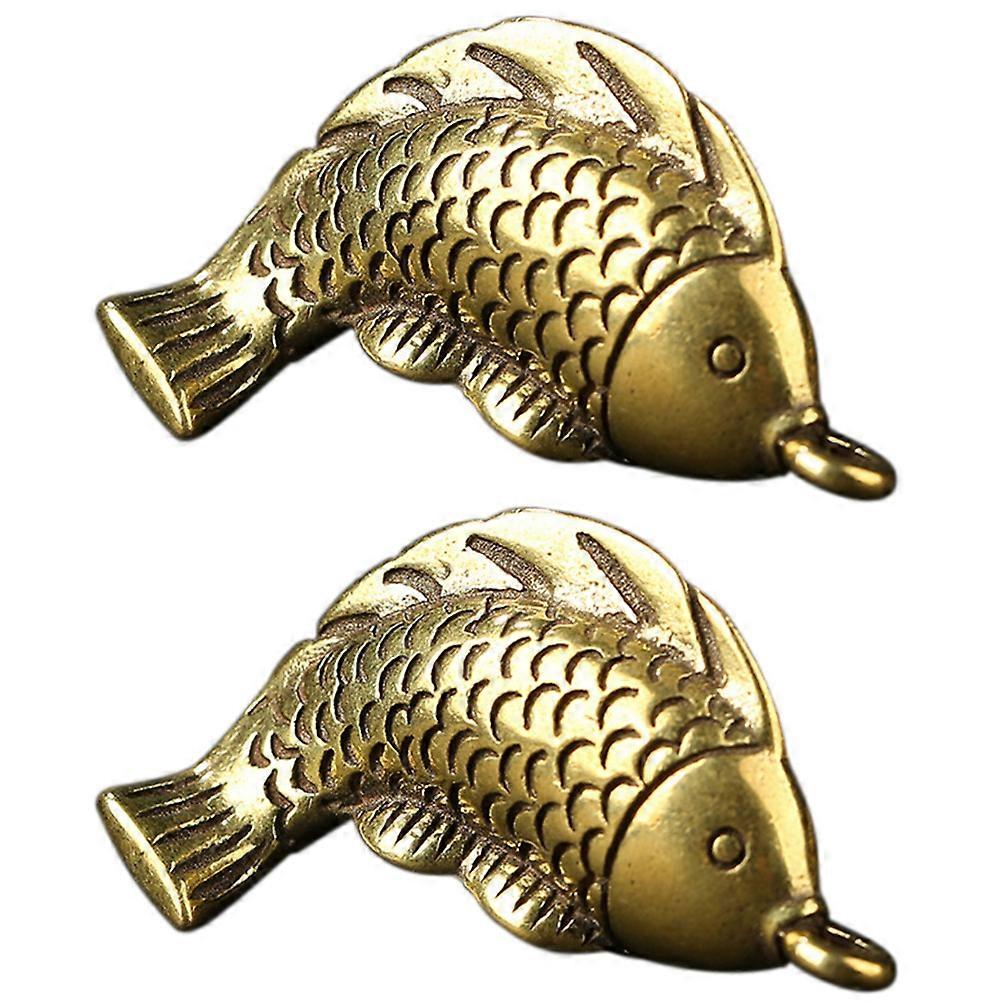 Carp Charms Keychain Pendant for Decoration 2Pcs Brass Material Lightweight and Portable Carp Shape