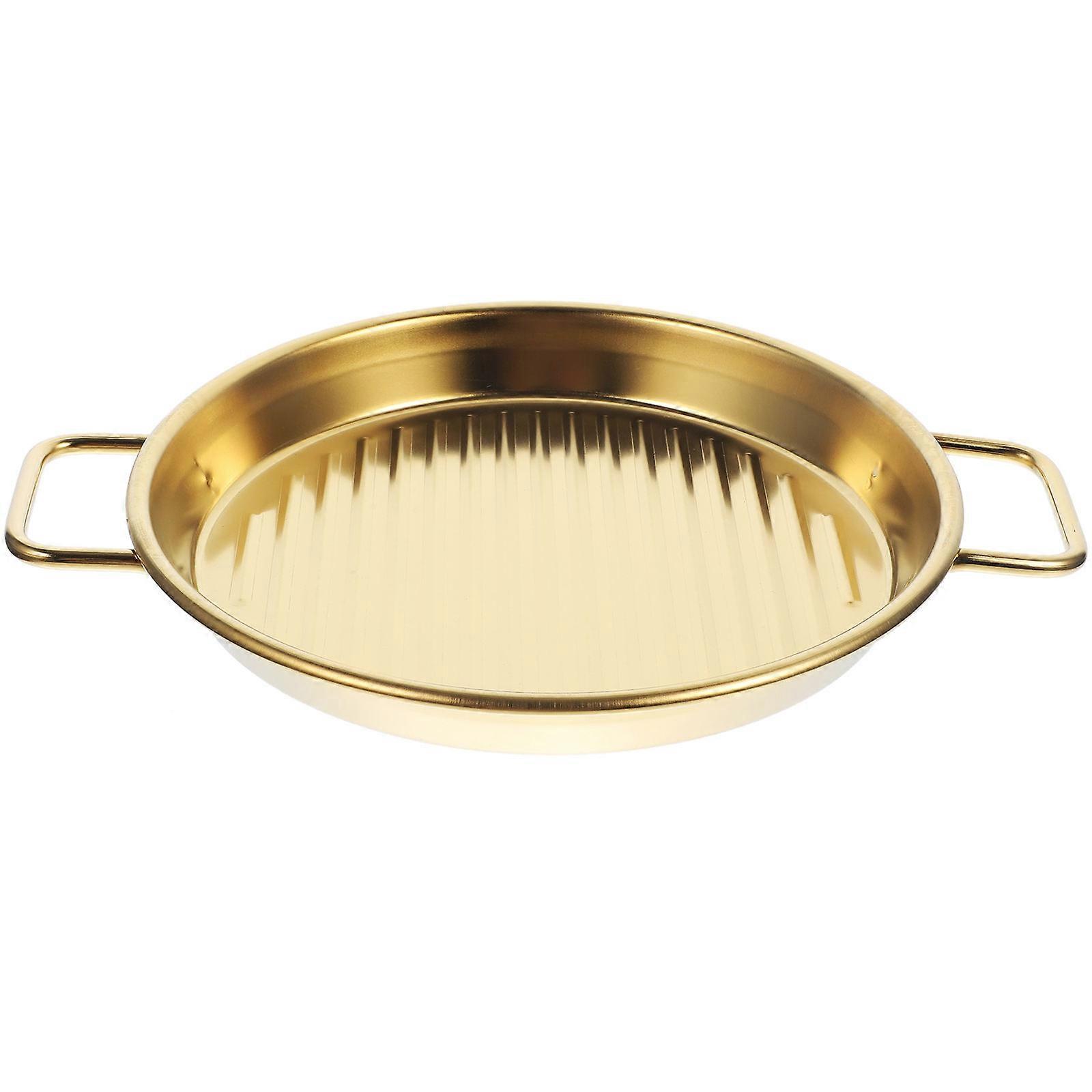 Golden Stainless Steel Serving Tray with Handles for Home Use Snack and Dessert Display 10.2 x 6.3 inches