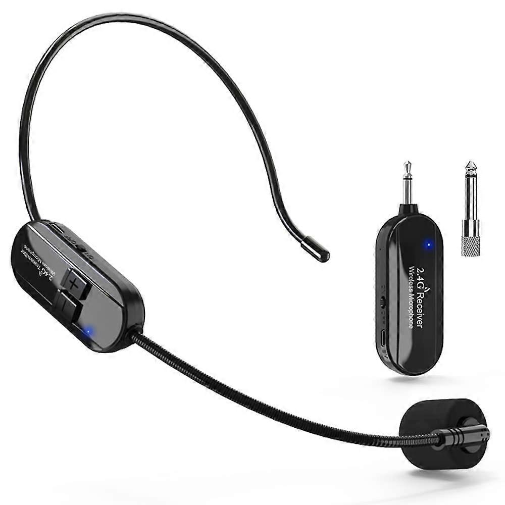2.4G Wireless Microphone Headset with 50m Range, Rechargeable Wireless Headband Microphone for Speakers, Tour Guides, Fitness and Dance Instructors