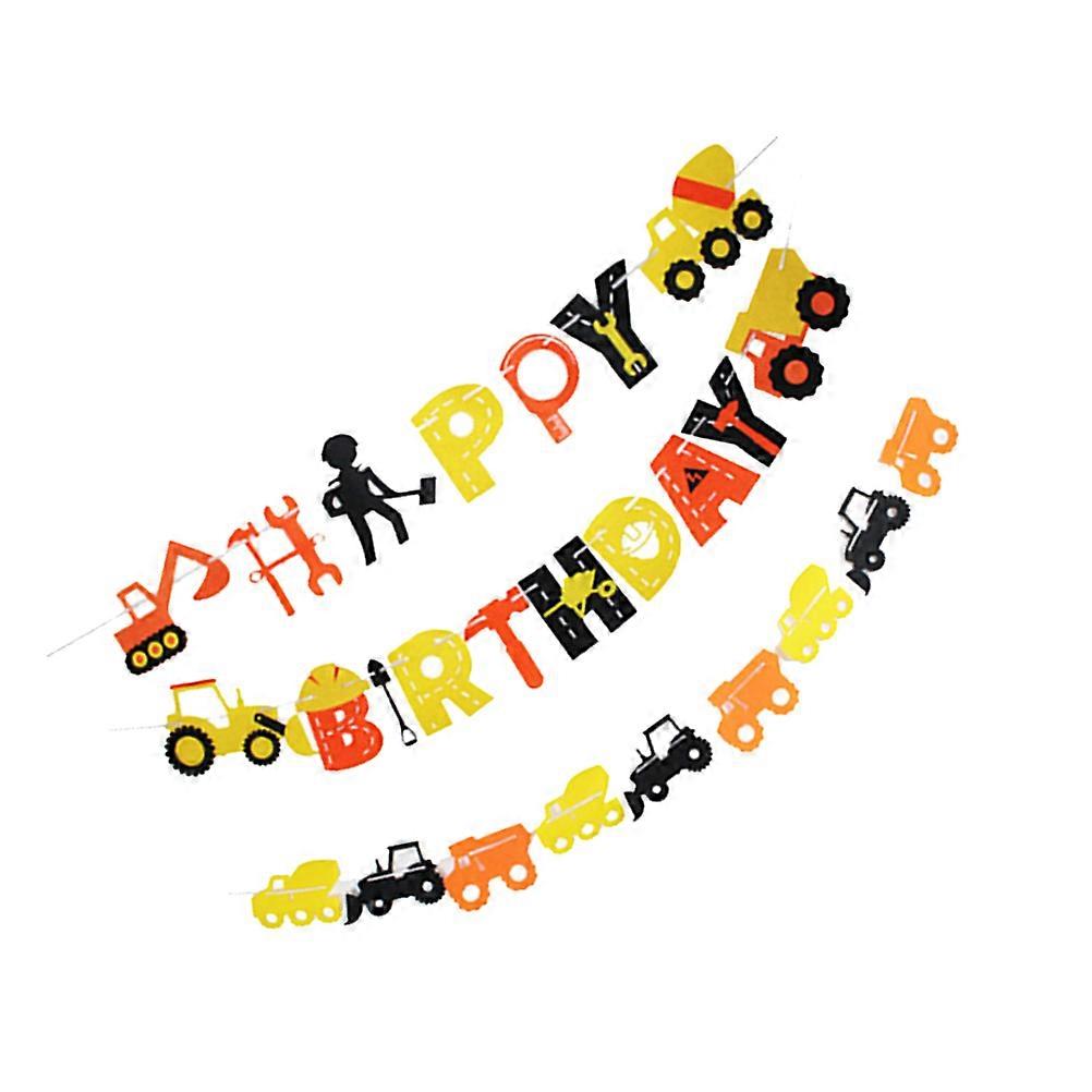 Vehicle Party Banner Construction Project Themed Decoration Indoor Outdoor Event Rectangle Felt Cloth 2Pcs