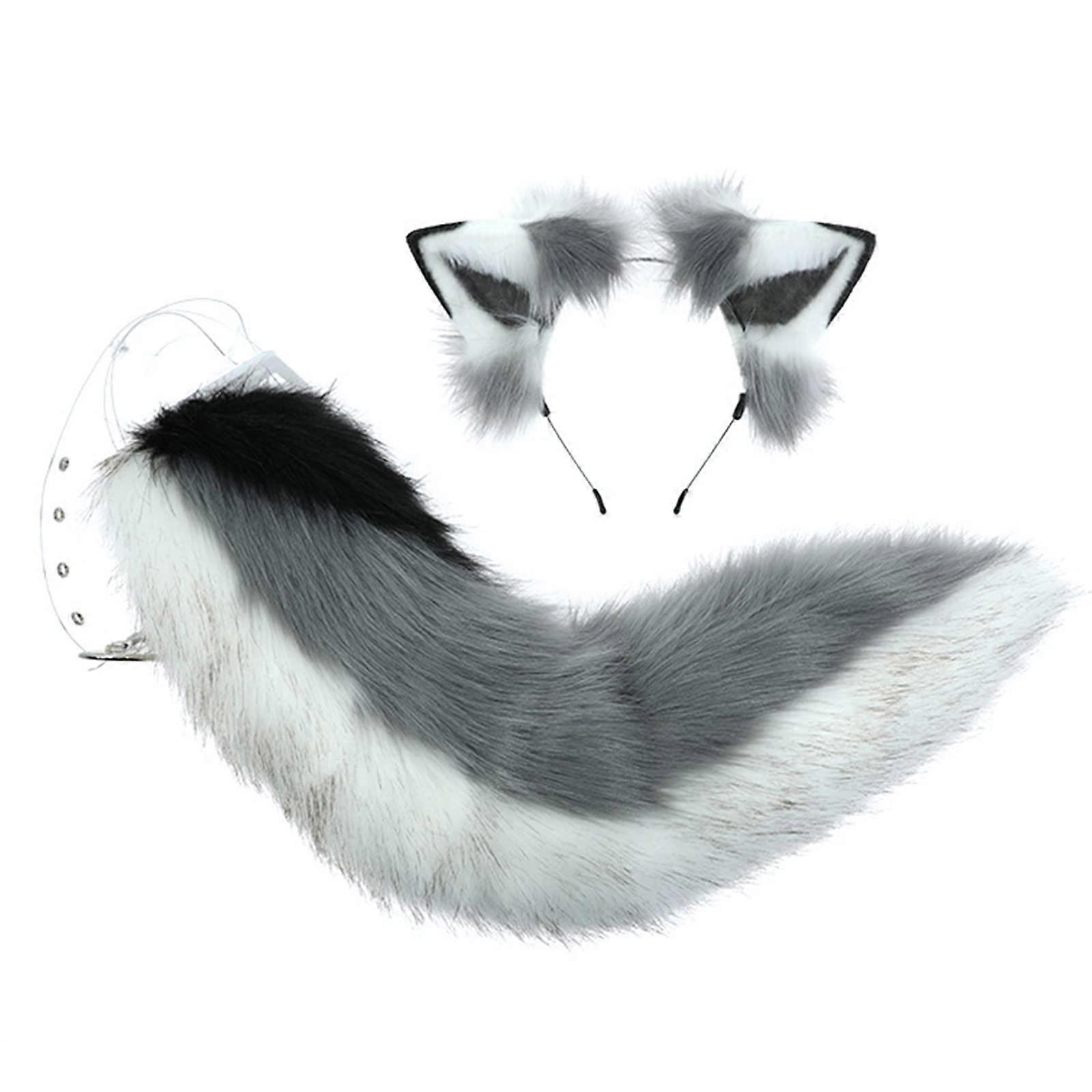 Handmade Dog Simulation Animal Ears Headband Plush Tail Set Hair Accessories All For Street Shooting