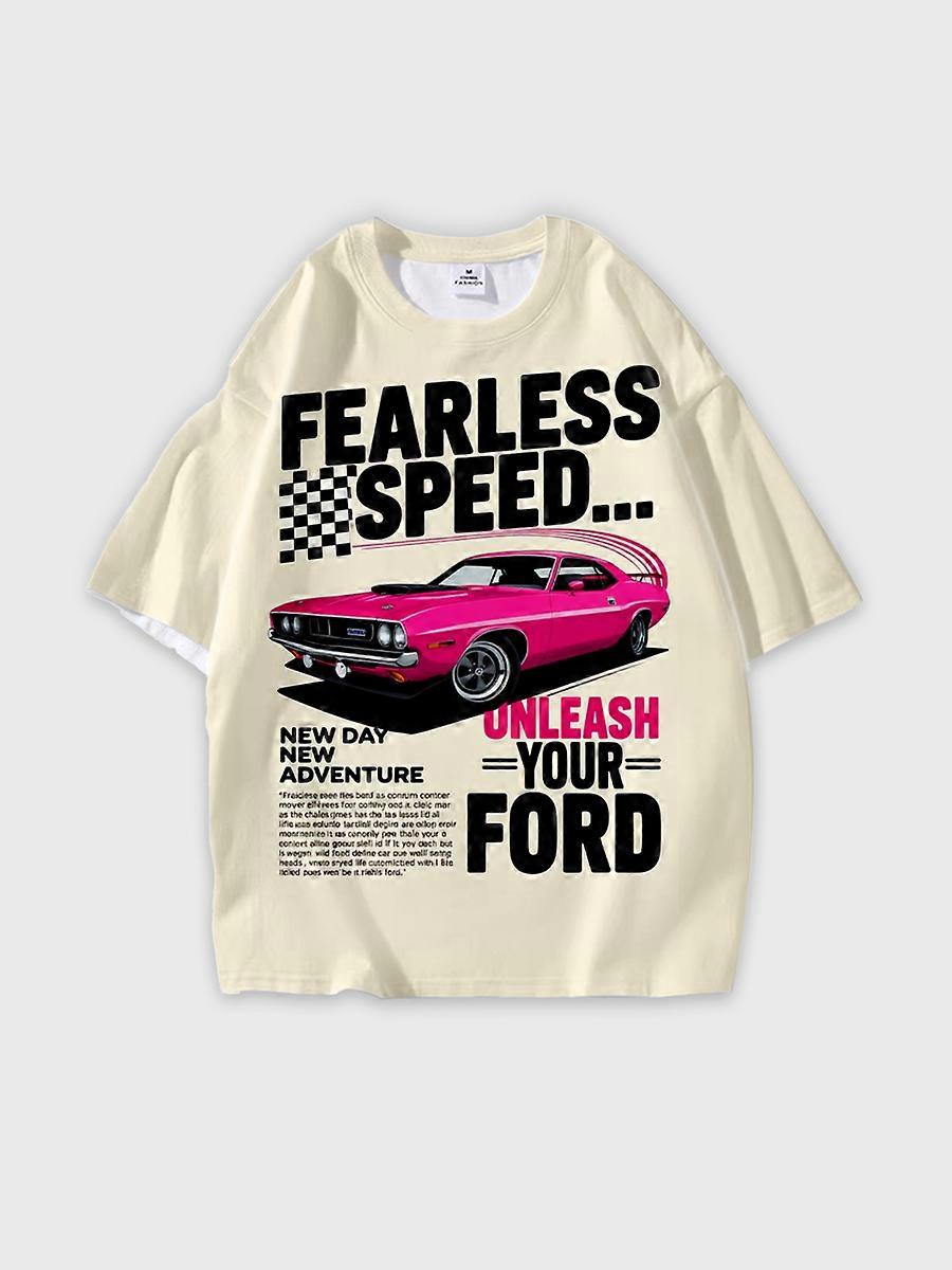 T-shirt round neck Pattern loose short sleeve N14