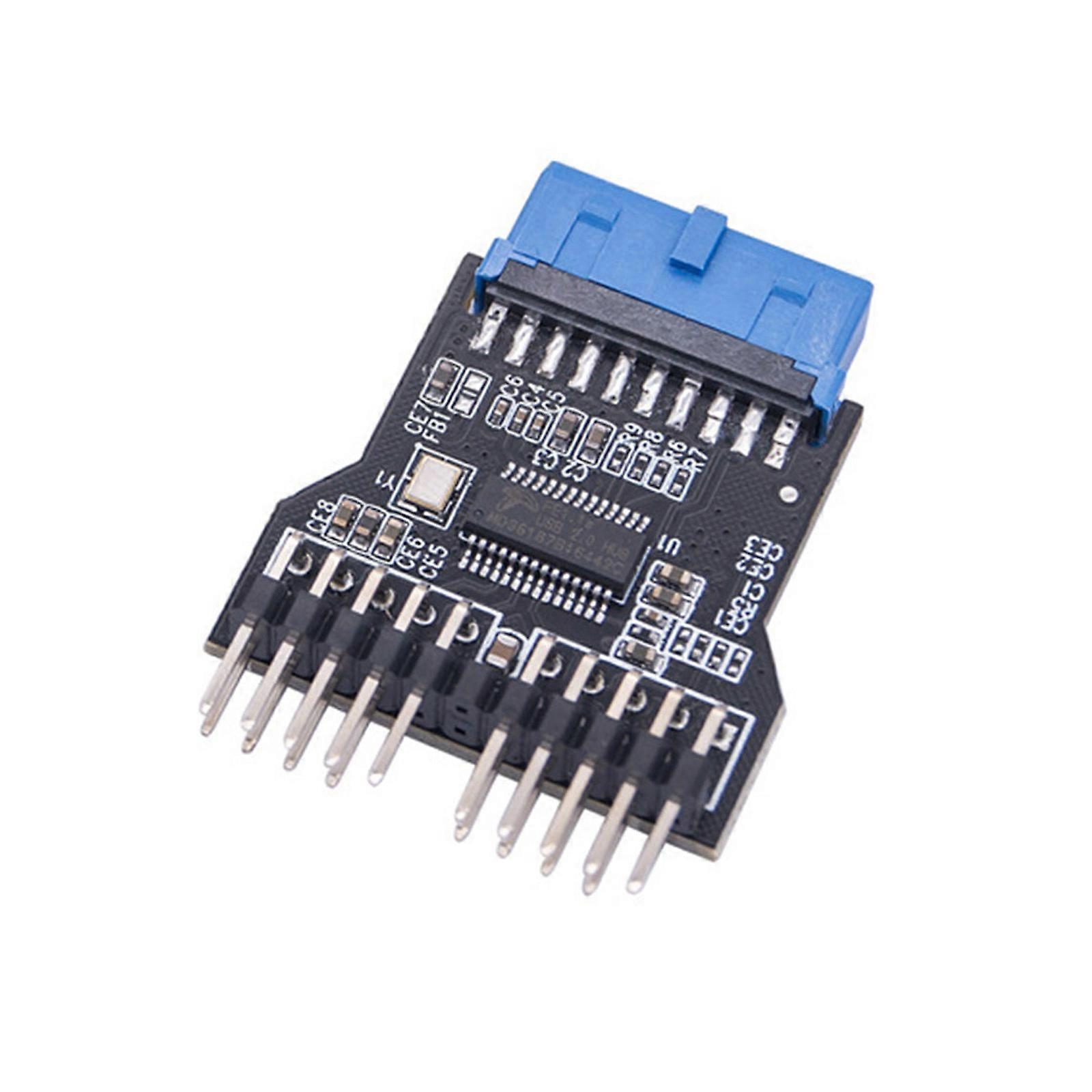 Fast Speed 19Pin USB2.0 to Two 9Pin USB2.0 Female Connectors Adapter for Data Transfer Multicolor