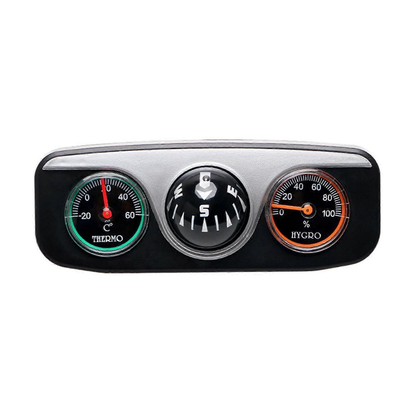 3in1 Car Dashboard Navigation Direction Thermometer Hygrometer, Multifunctional Travel Tool