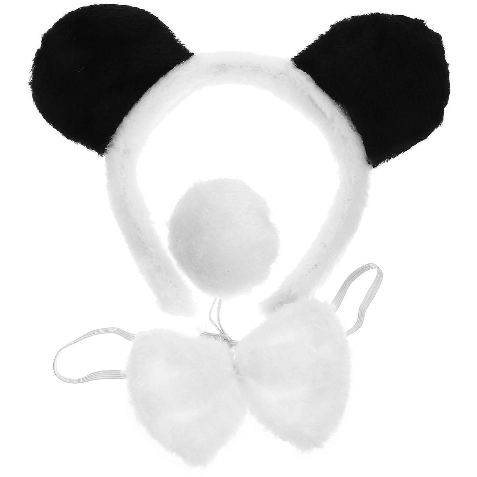 Cute Ears Headband with Tail and Bowtie for Decor PP Cotton Plastic