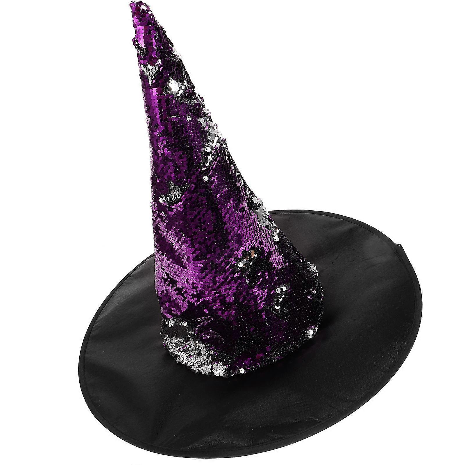 Witch Hat Halloween Party Accessory Black Fabric Pointed Cone For 1Set