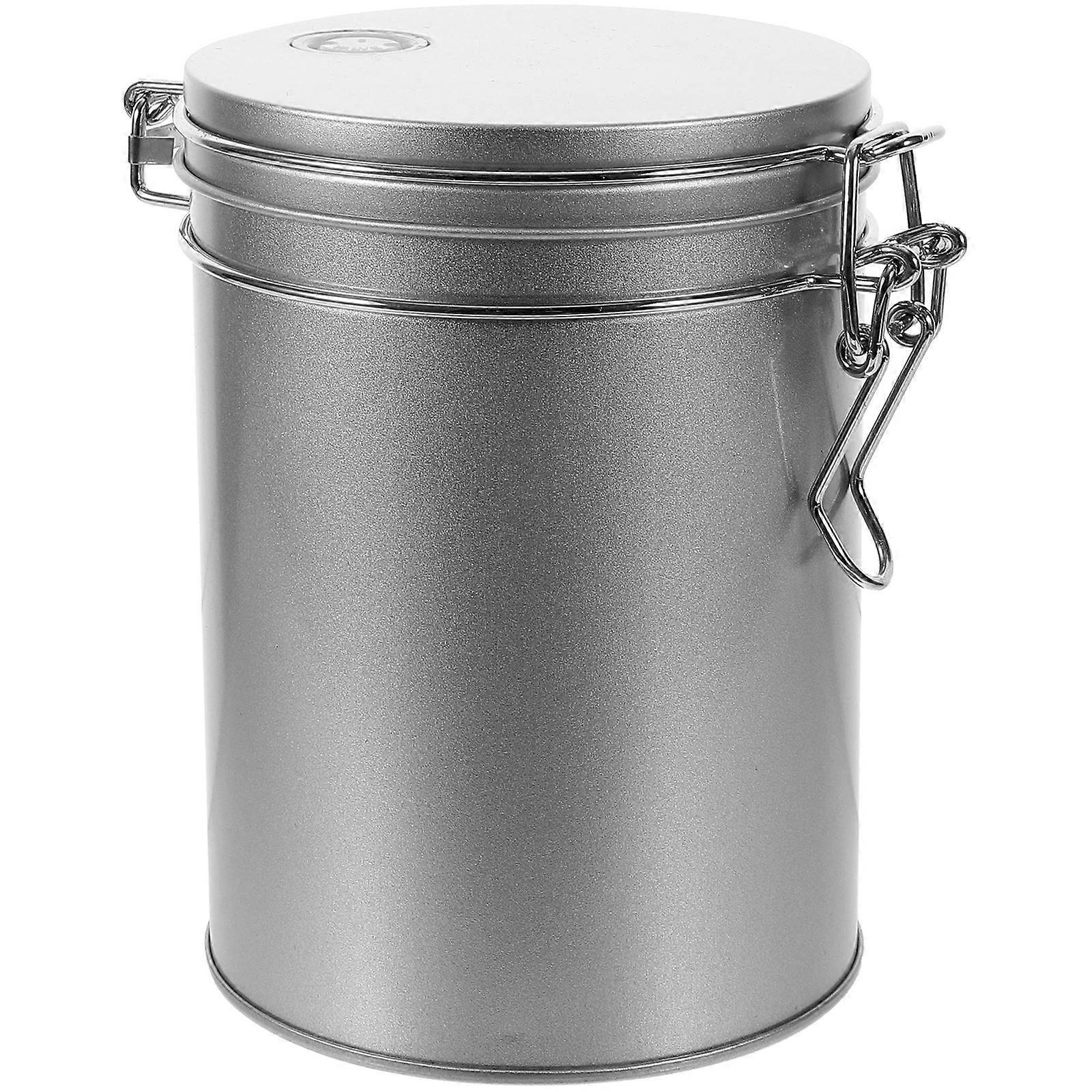 Silver Airtight Tinplate Container for Home Use with Construction and Wide Mouth 4.5x6.7 Inches