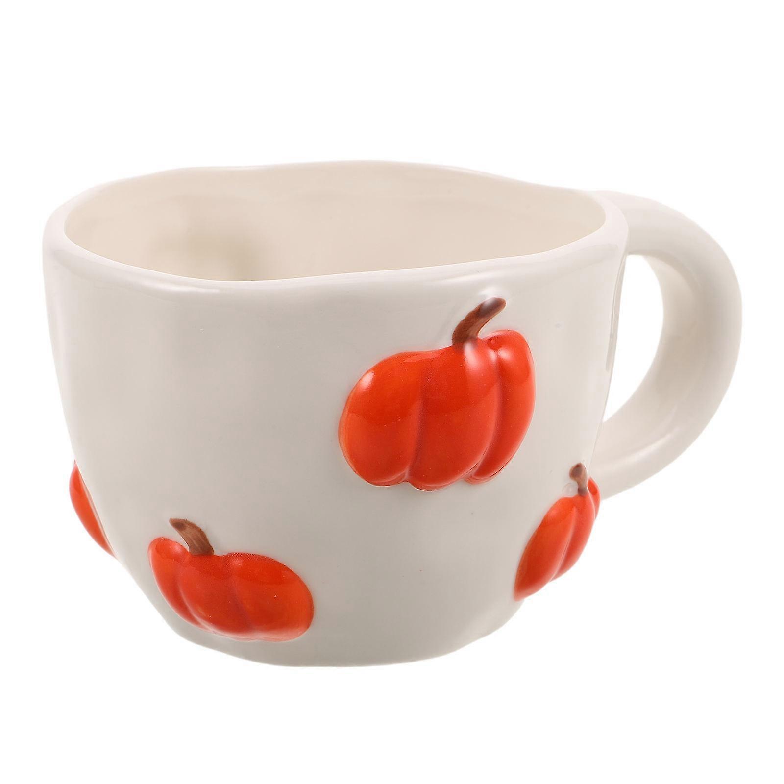 Ceramic Coffee Mug with Handle, Handcrafted Fall Design for Tea, Coffee or Milk, Fade Resistant Halloween Pattern, Easy Clean Cup for Parties and