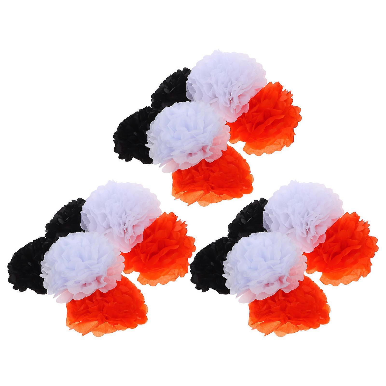 Assorted Color Paper Pompoms Flower Decorations for Wedding Party Easy to Assemble 18pcs Set