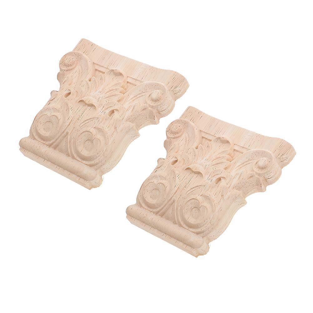 Solid Wood Decorative Appliques Handcarved Rustic Onlay for Furniture Wall Corner Home Decor European Style Corbel Brackets Unfinished Paintable 2pcs