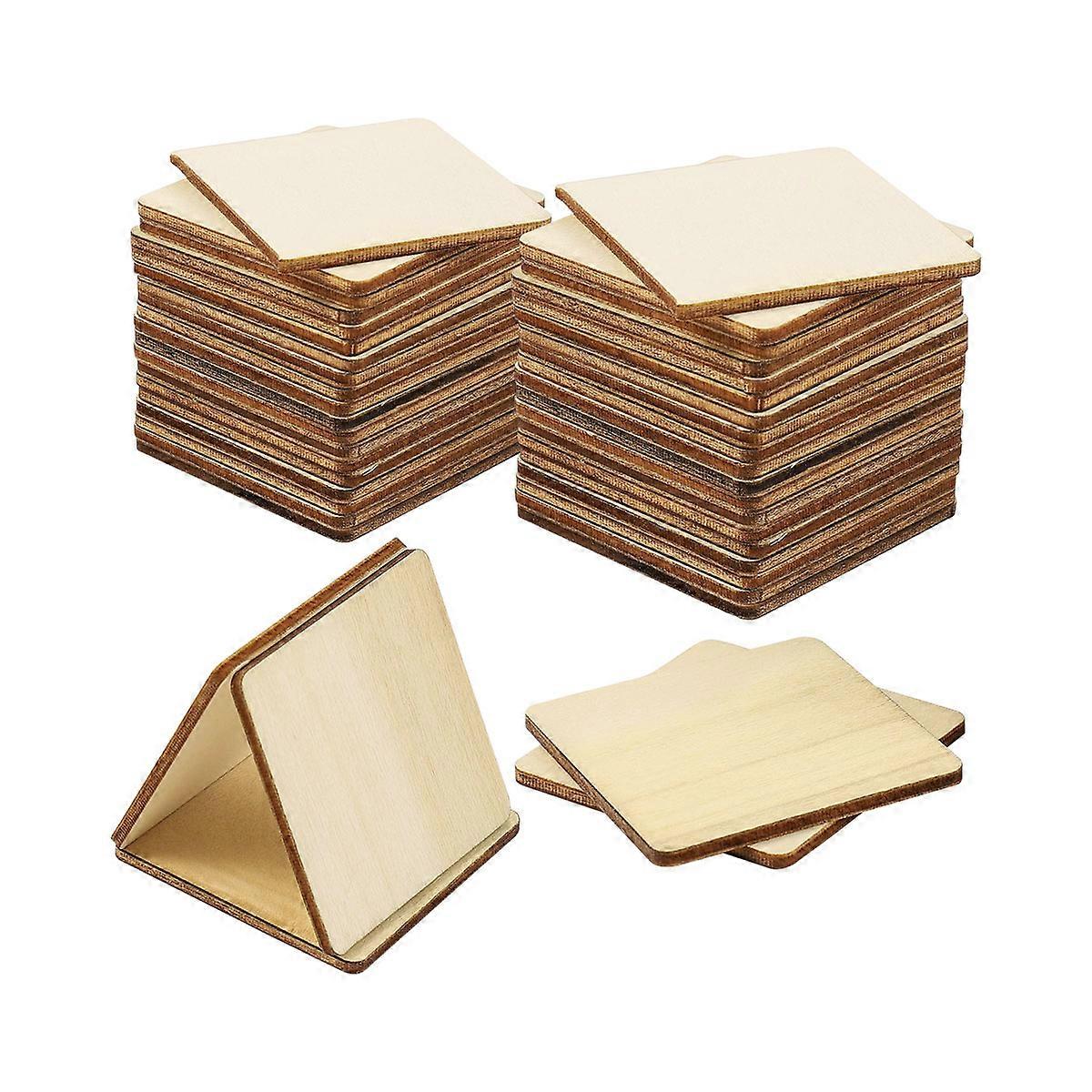 Tableware Pads Wooden Cup Coaster Square Heat Resistant Cup Holder Pad Khaki 5x5cm 50Pcs