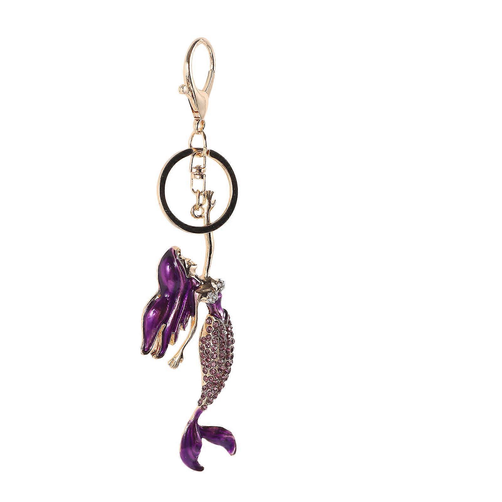 Purple Mermaid Keychain Pendant for Decor Made of Metal Small and Lightweight Easy to Carry