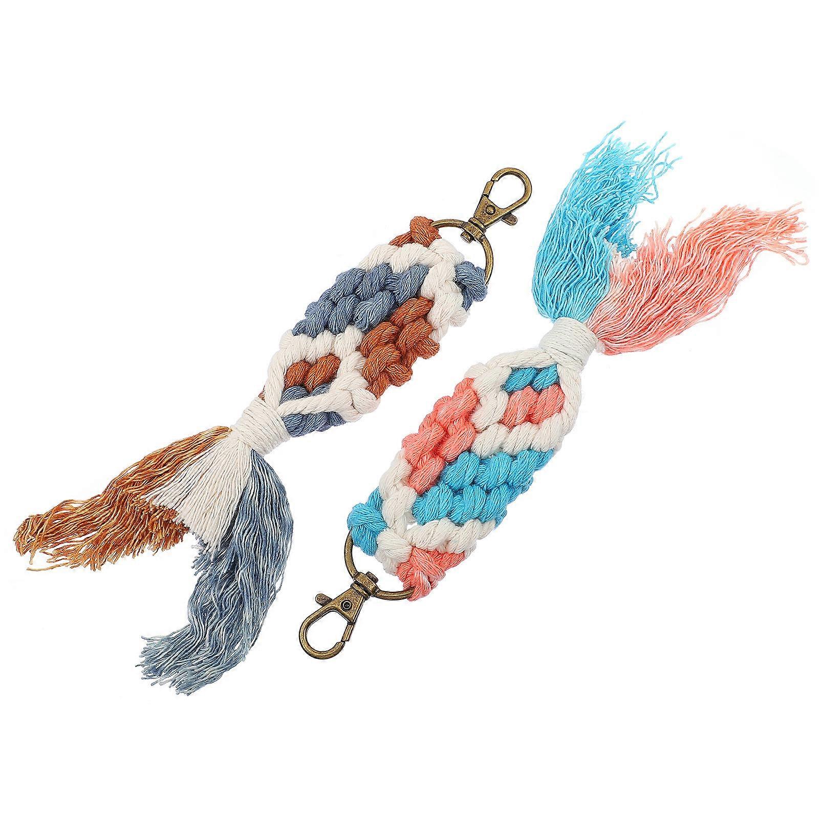 Key Pendant 2Pack Woven Design Mermaid Keychain For Everyday Use Assorted Color Practical Accessory
