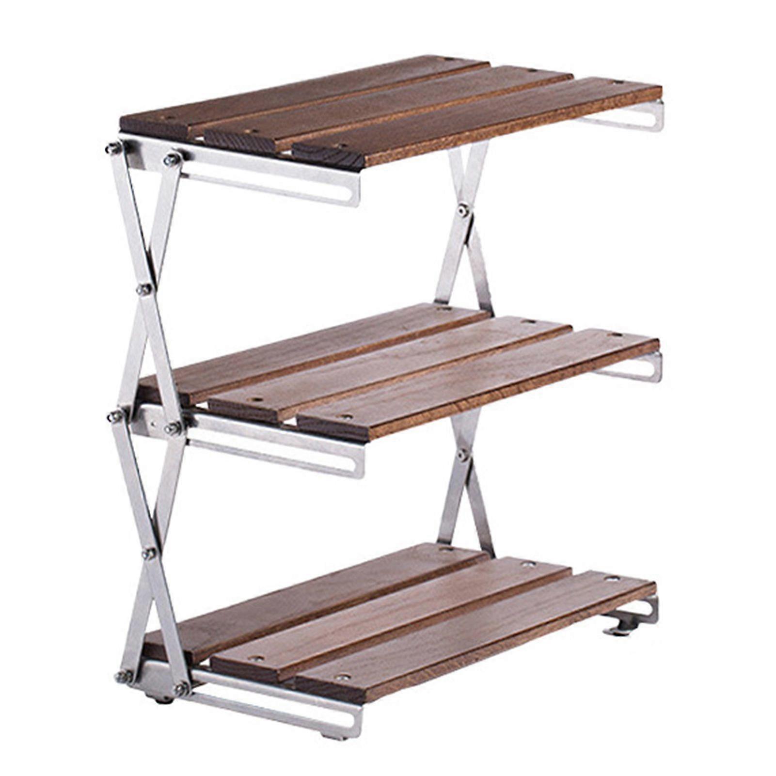 Outdoor Folding Picnic Table Portable Camping Desk 3 Layered Foldable Table