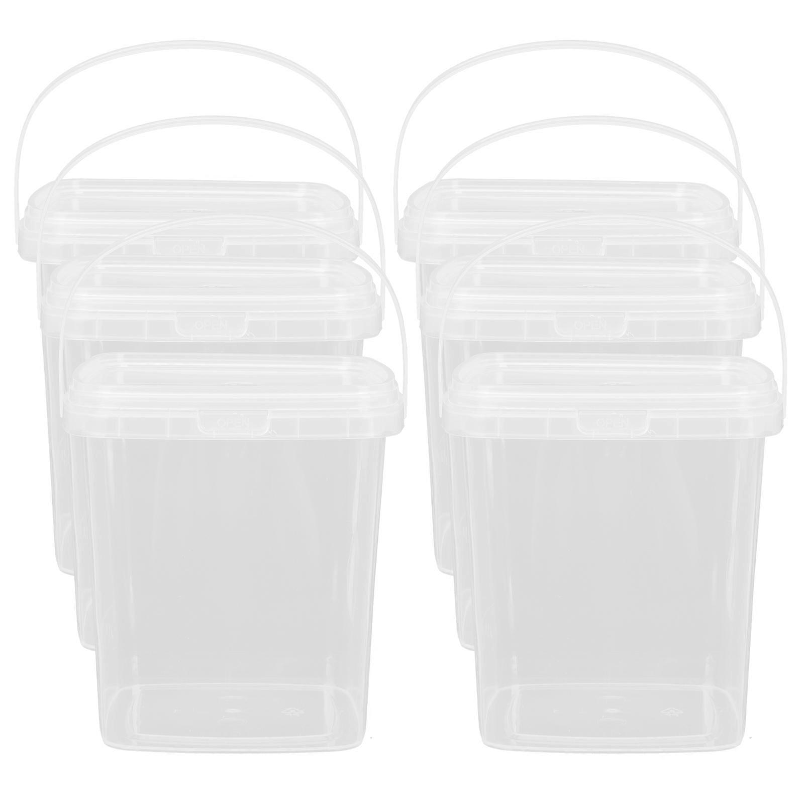 Transparent Ice Cream Buckets with Lids for Storage Use Made of PP Material 6 Pieces