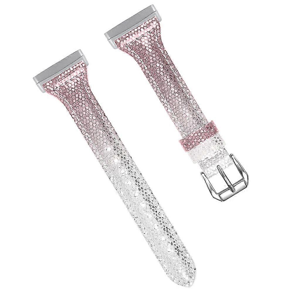 Pink PU Watch Strap Accessory Compatible with Fitbit Versa3 Sense for Fashion Style