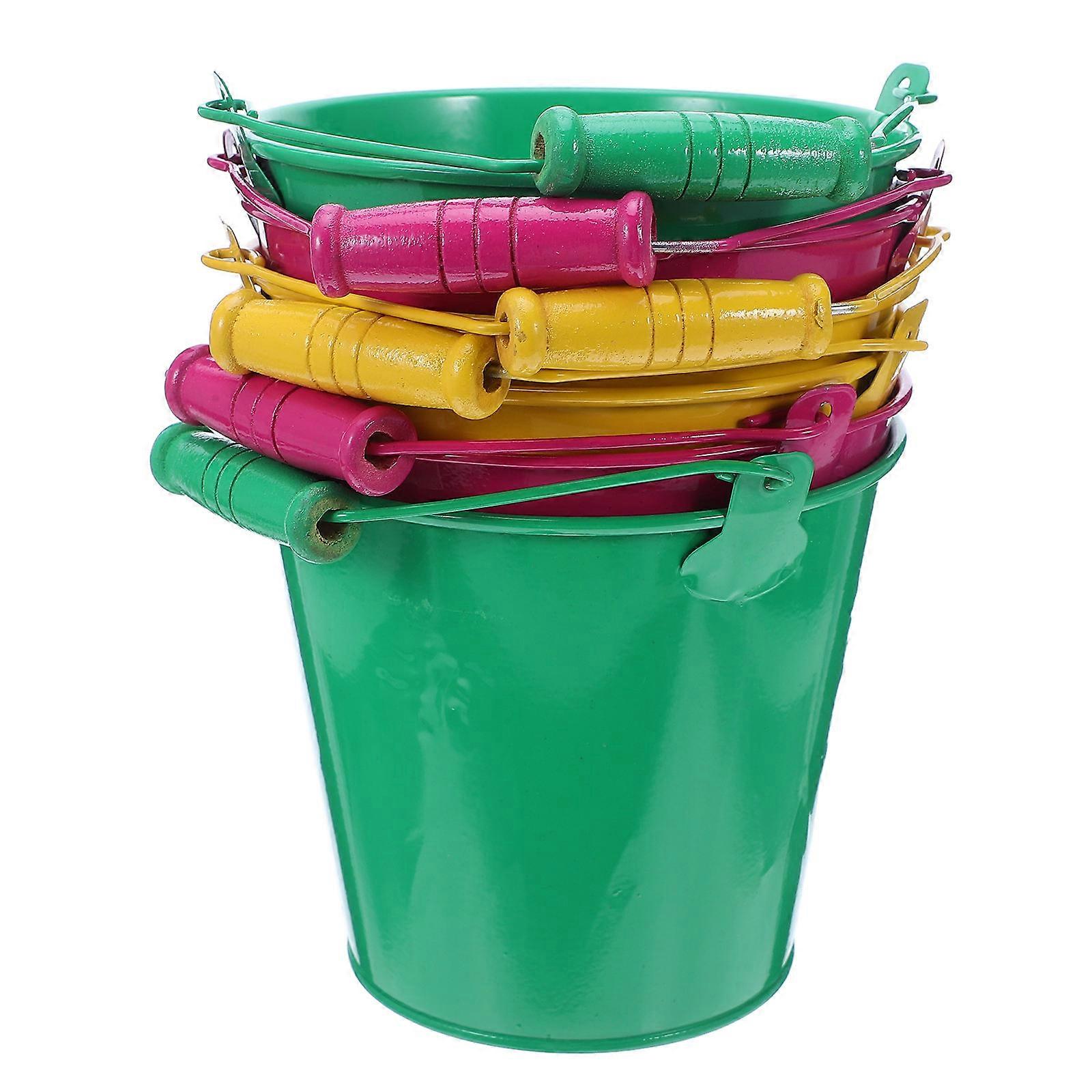 6pcs Small Kindergarten Sand & Water Play Bucket Set with Handle for Lightweight Beach & Outdoor Play – Random Colors