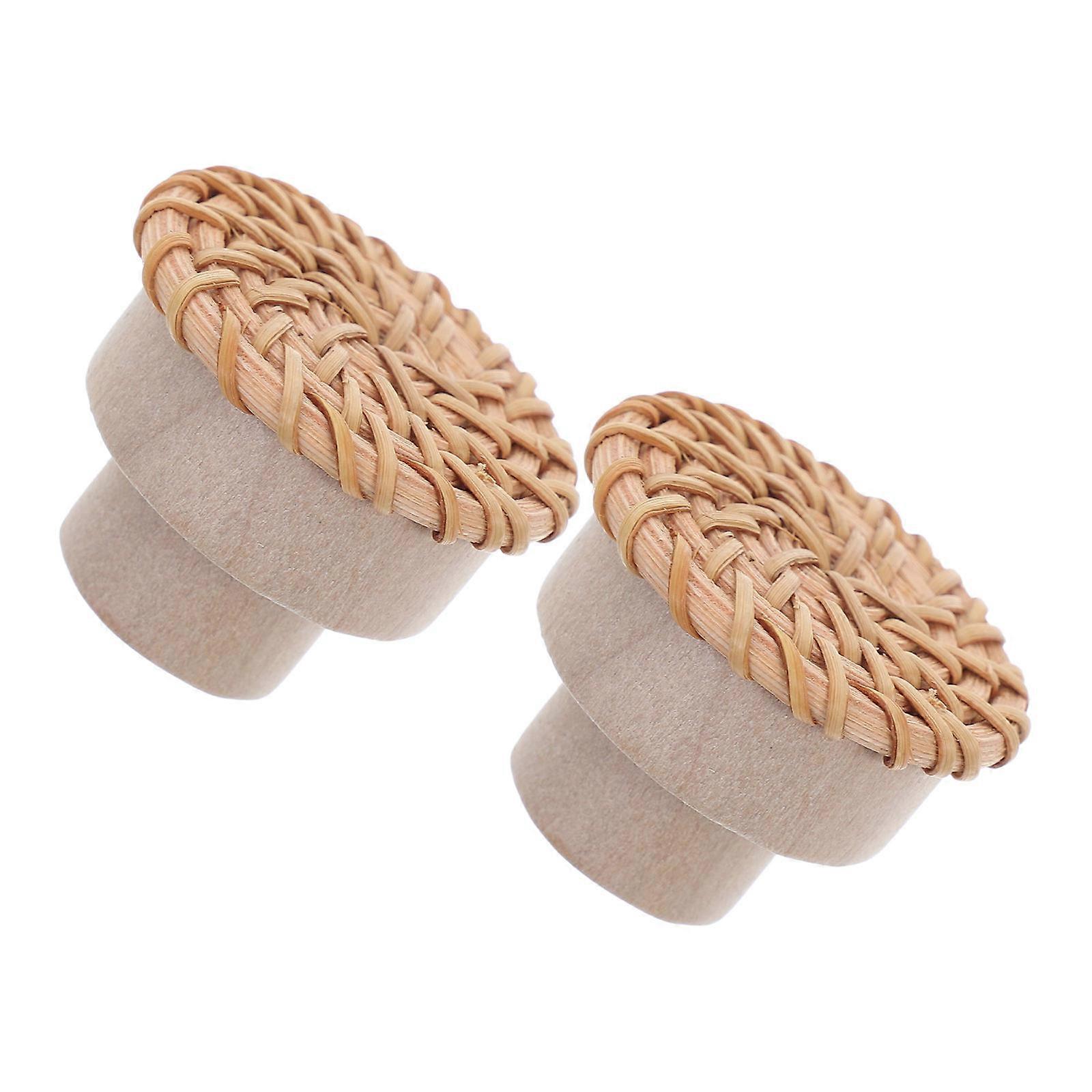 Durable Multi Color Rattan Drawer Knobs for Decorating Perfect for Furniture Upgrade 2Pcs
