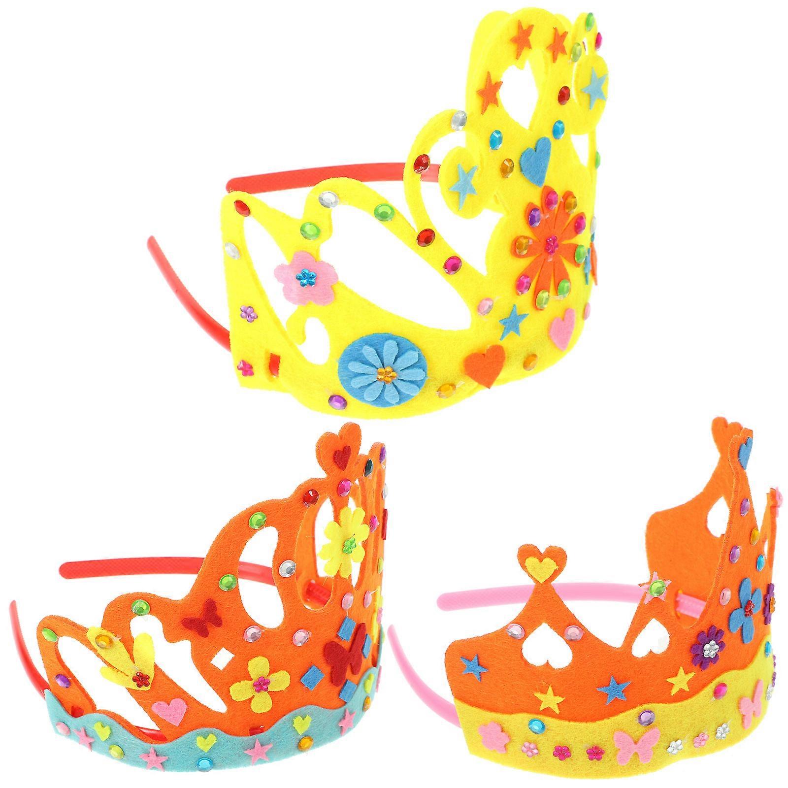 6 Sets Little Girl Crown Headband Birthday Party Theme DIY Craft Assorted Color Creative Enhancement