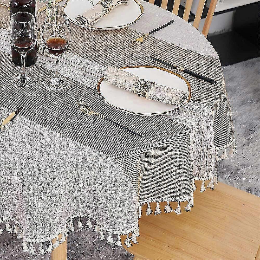 مفرش مائدة كاكي دائري - غطاء طاولة أنيق ومتين لتناول الطعام والحفلات والديكور المنزلي