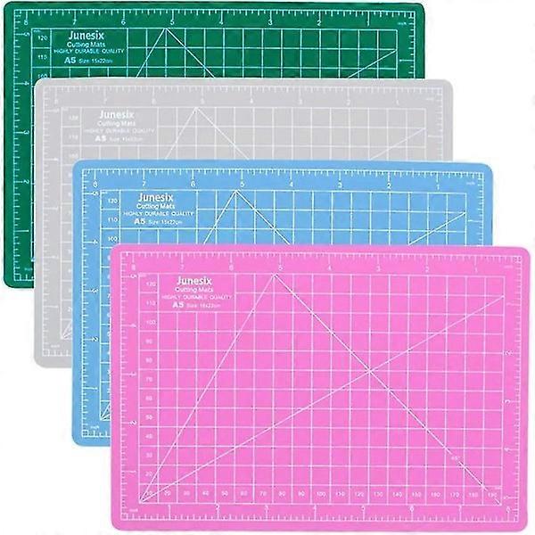 4 pcs Double-Sided Self-Healing Cutting Mats, Rotary Cutting Board with Grid & Non-Slip Surface, Rotary Cutter for Crafts