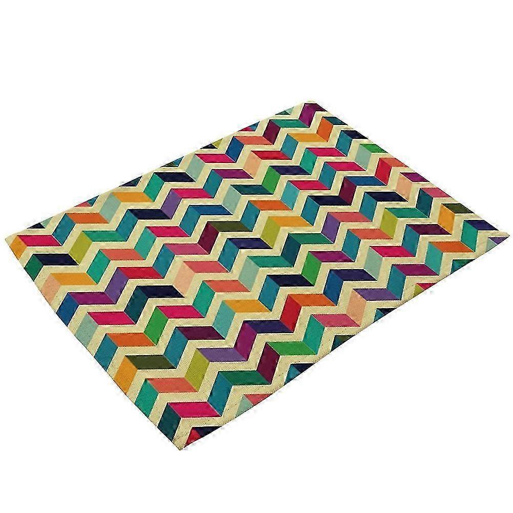 Delicate Geometric Printing Cotton Linen Placemat - Unique Environmental Design for Home Dining & Table Decor (Model MG0024-1)