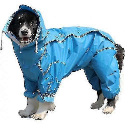 Blue Dog Raincoat with Detachable Hood - Adjustable Drawstring for Wet Weather
