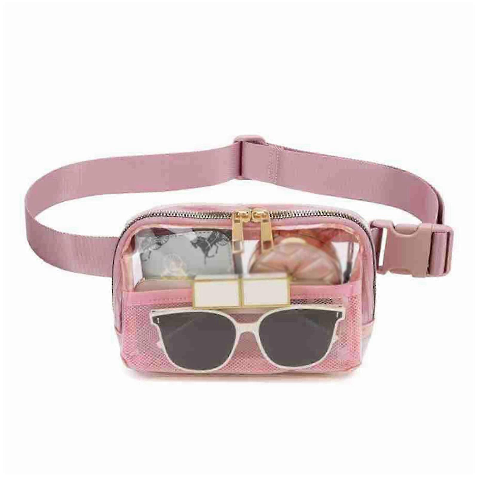 女性用クリアベルトバッグファニーパック、調節可能なストラップ付き男性、ハイキングランニング用クロスボディクリアウエストバッグポーチ
