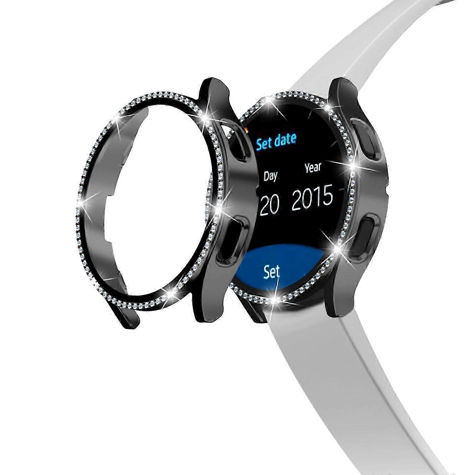 جراب بلينغ لساعة سامسونج جالاكسي 6 40 مم 44 ملم ، غطاء وجه لامع ماسي لملحقات Galaxy Watch 6