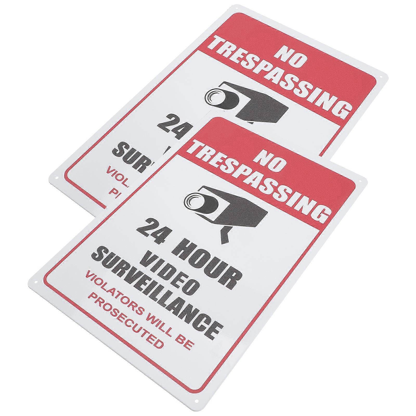 Security Camera Sign Board No Trespassing Metal Warning Sign for Outdoor Use Assorted Color