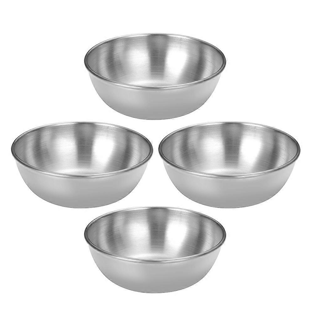 Stainless Steel Sauce Dish for Household Use Silver Color Suitable for Salt Soy 4 Pieces