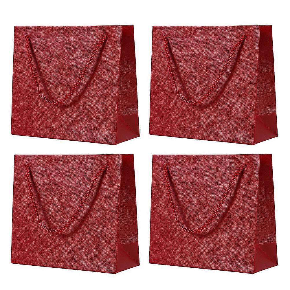 Red Paper Jewelry Bags (4pcs) with Strong Rope Handle – Durable, Reusable Packaging for Festivals, Parties, Fashion Items, and Decorations