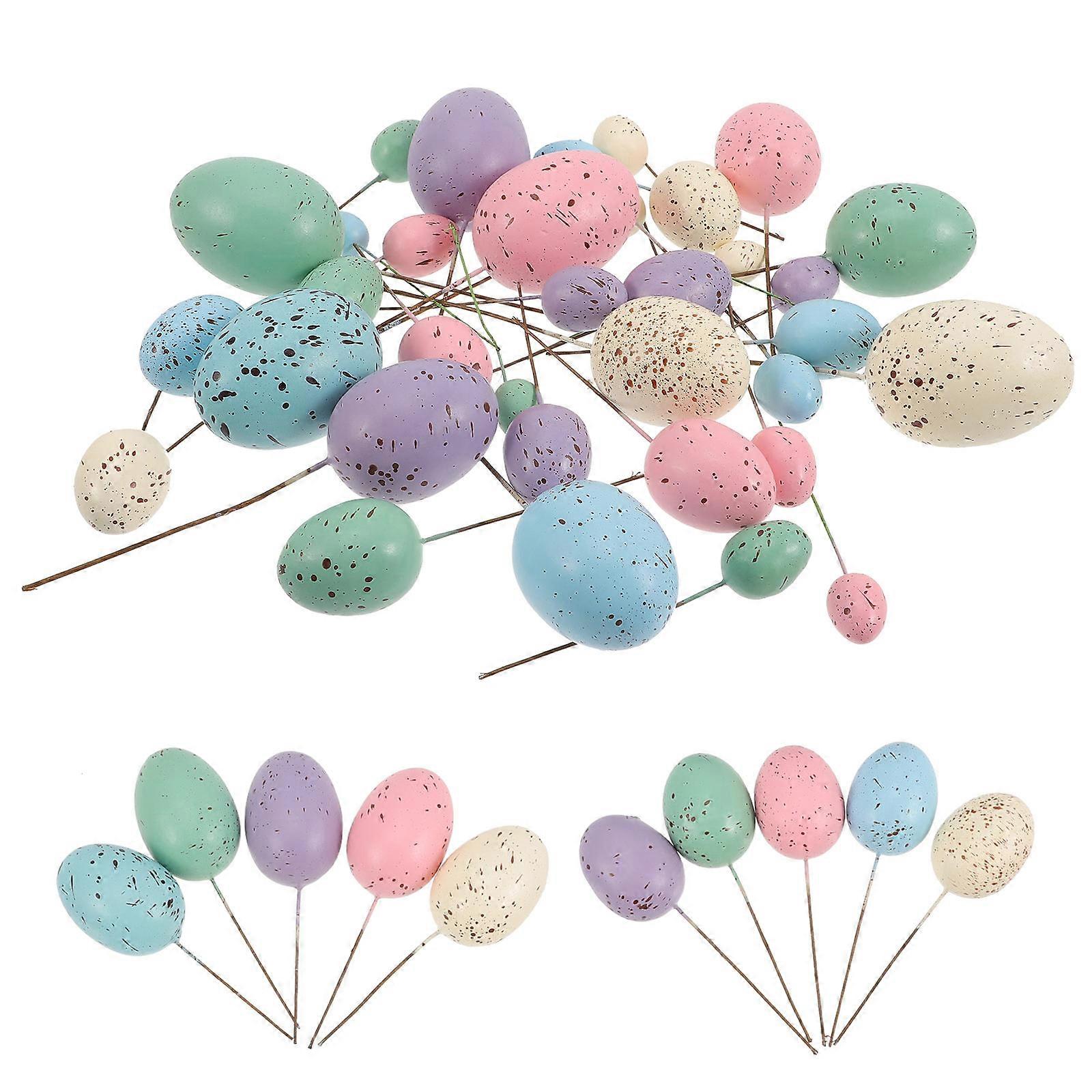35Pcs Easter Foam Eggs for Decoration DIY Easter Basket Filler and Cupcake Toppers