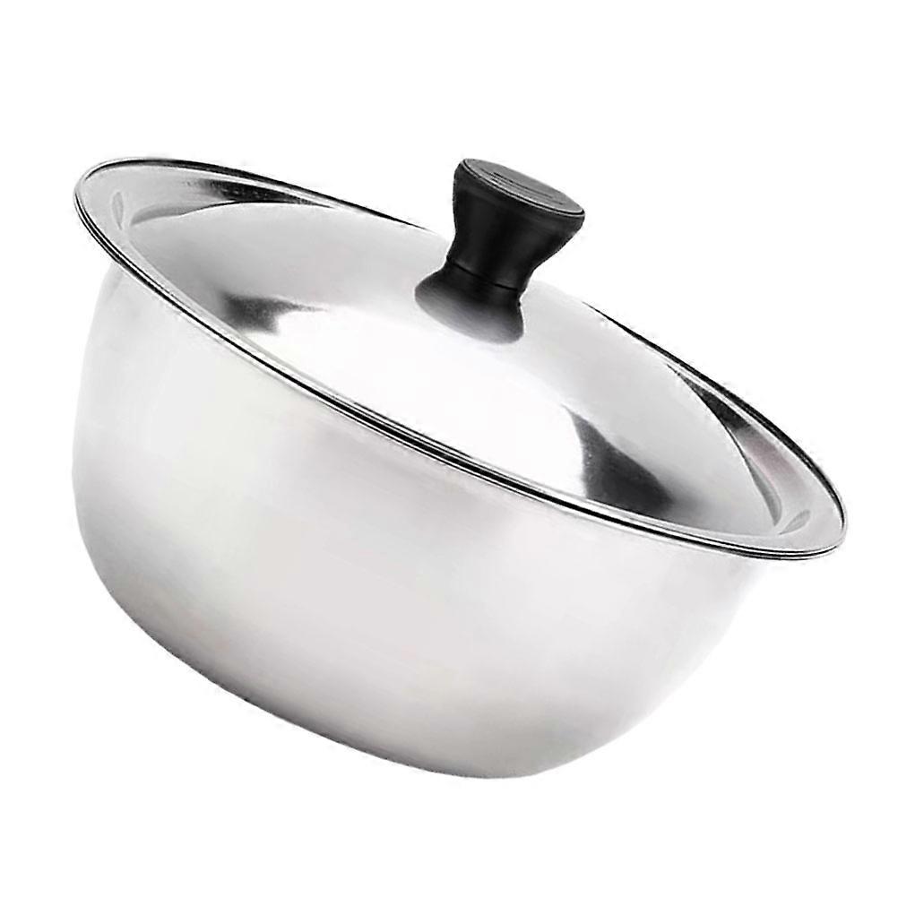 Stainless Steel Soup Basin with Lid Large Capacity Food Storage Bowl for Fruits, Vegetables, Dough Mixing, Perfect for Home and Family Use