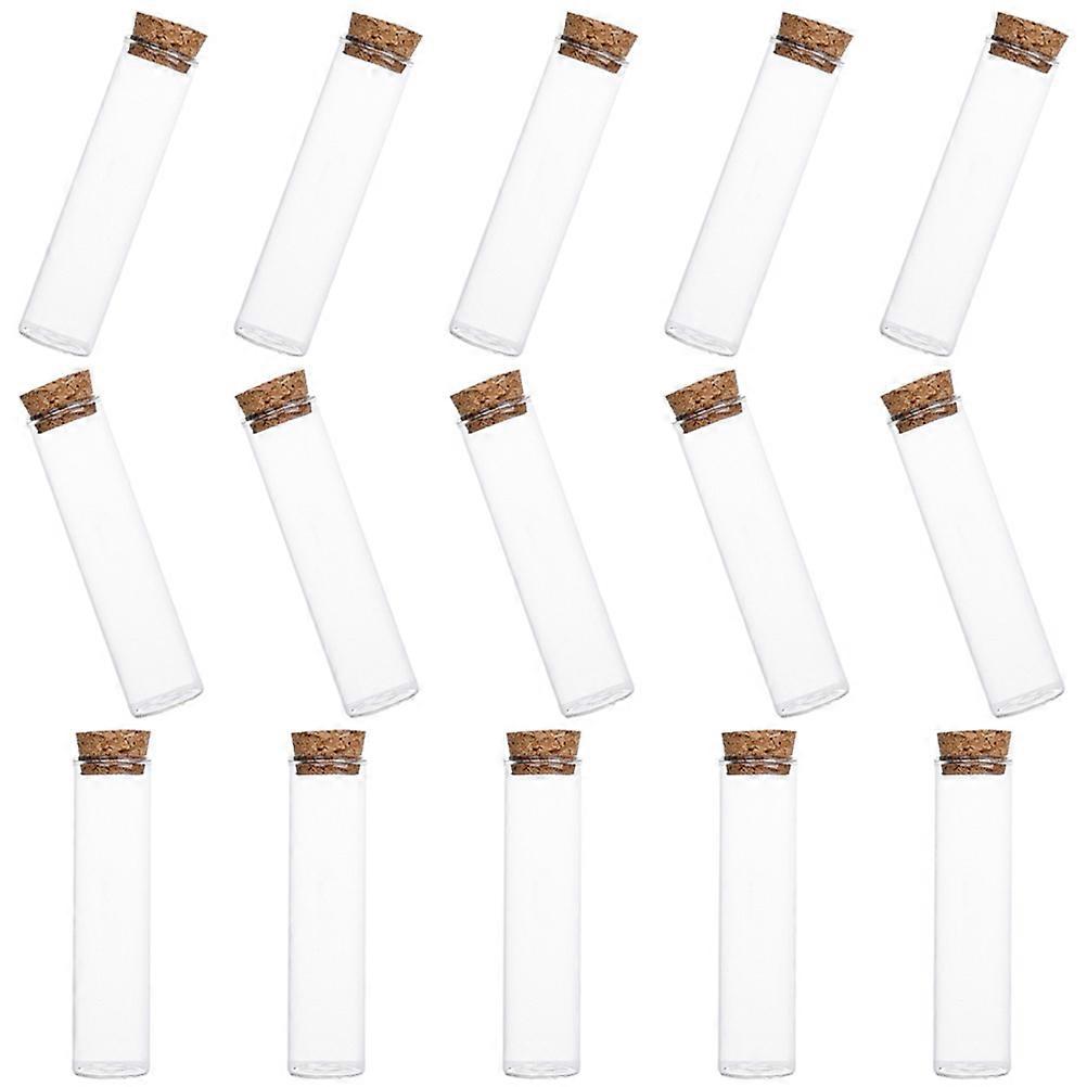 15pcs Transparent Glass Sample Bottles with Cork Caps, Straight Mouth Test Tubes for DIY Crafts, Wishing, Match Storage, and Flower Tea Packaging